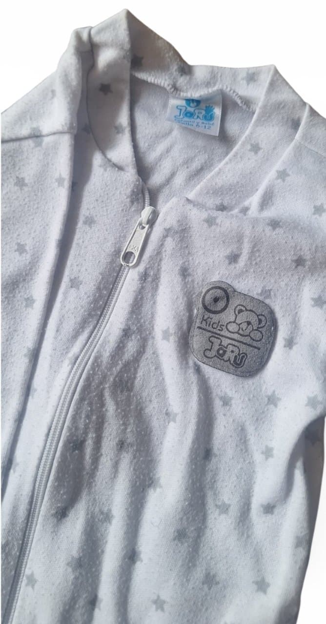 Pijama Enterizo Manga Larga Blanco Estrellas - 6-12 Meses