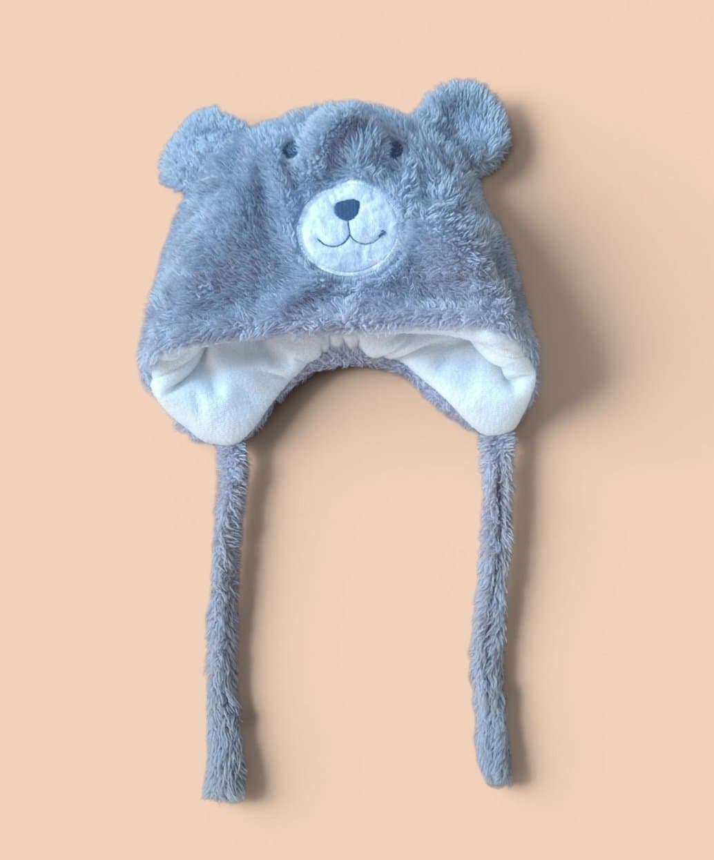 Gorro de osito peludo gris para bebé 3-12 meses
