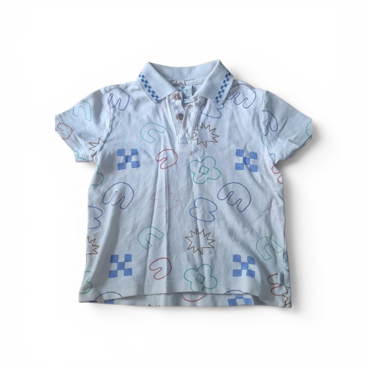 Camiseta Polo Off Course Crema Estampado Geométrico 2-4 años